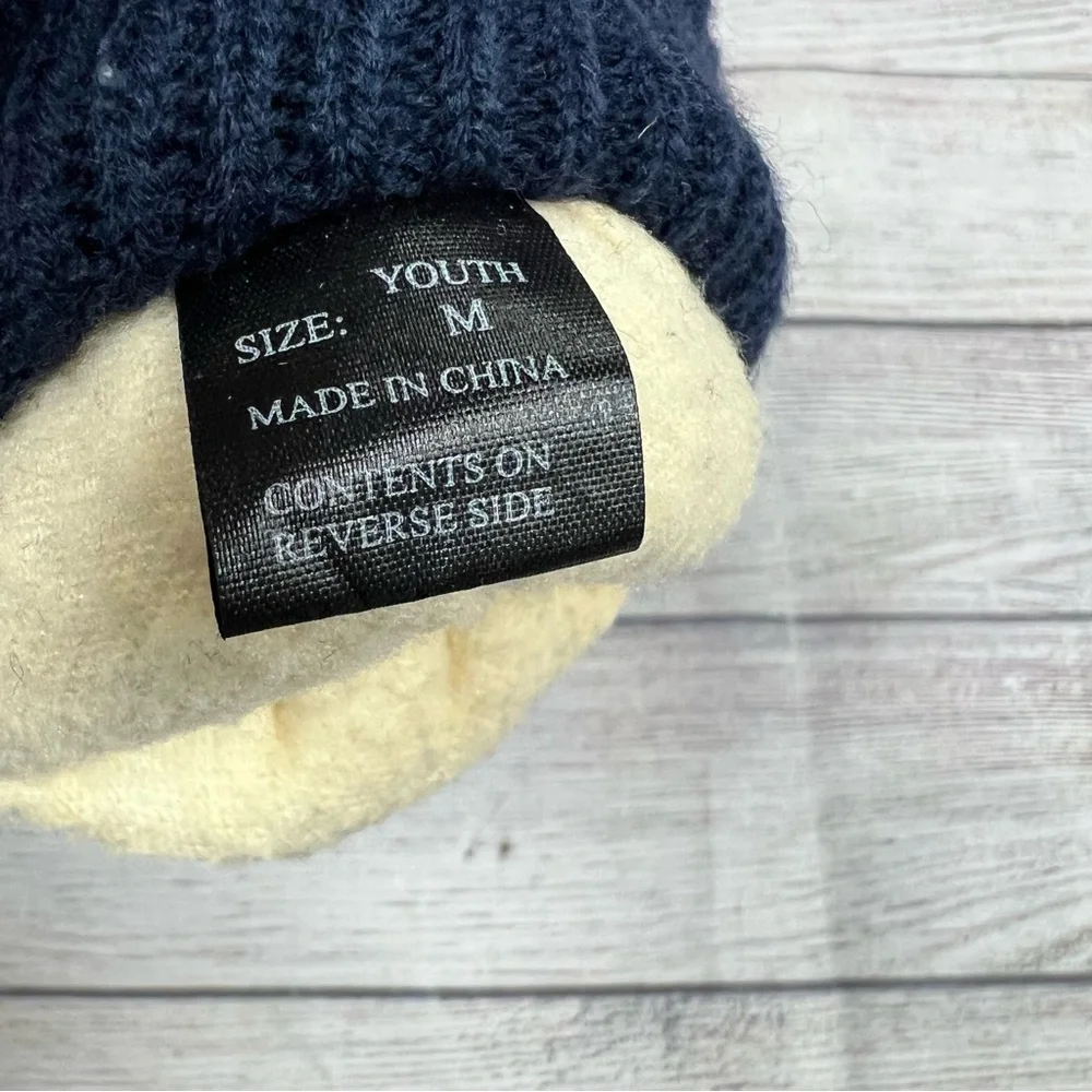 Thinsulate Insulation Gloves Boys Navy Blue Knit Cuffs Fleece Lined Size M